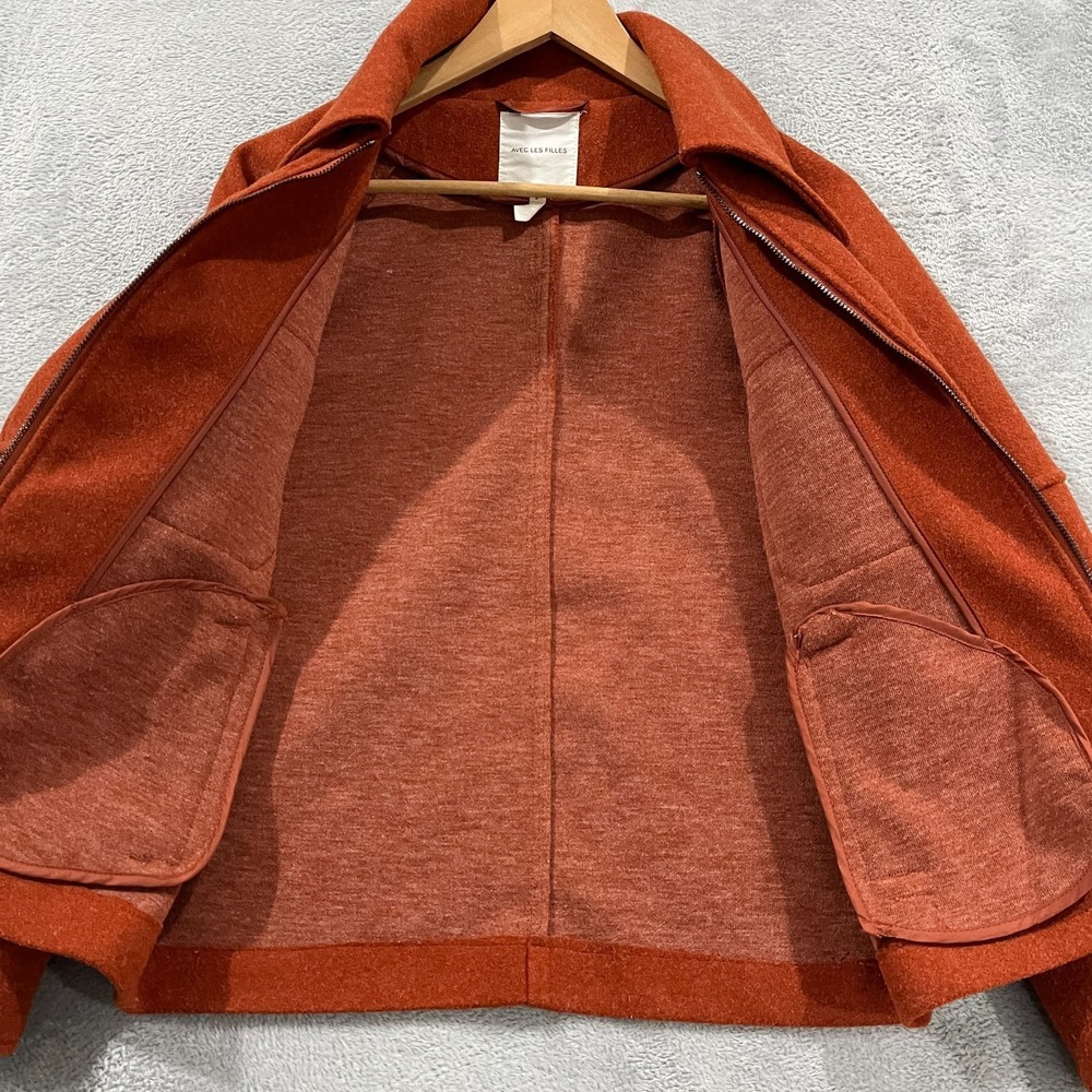 Avec Les Filles Jacket Womens Small Zip Overzied Orange Anthropologie - Picture 4 of 8